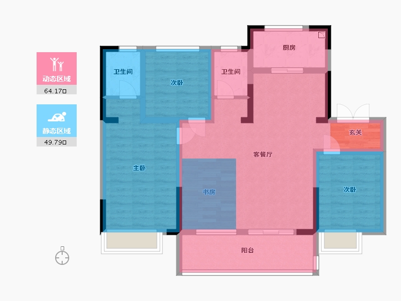 安徽省-宿州市-恒泰・悦�Z府-94.40-户型库-动静分区