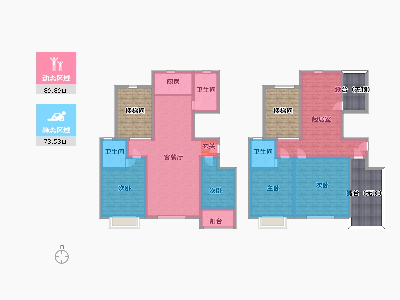 山东省-淄博市-金润・香榭大厦-185.59-户型库-动静分区