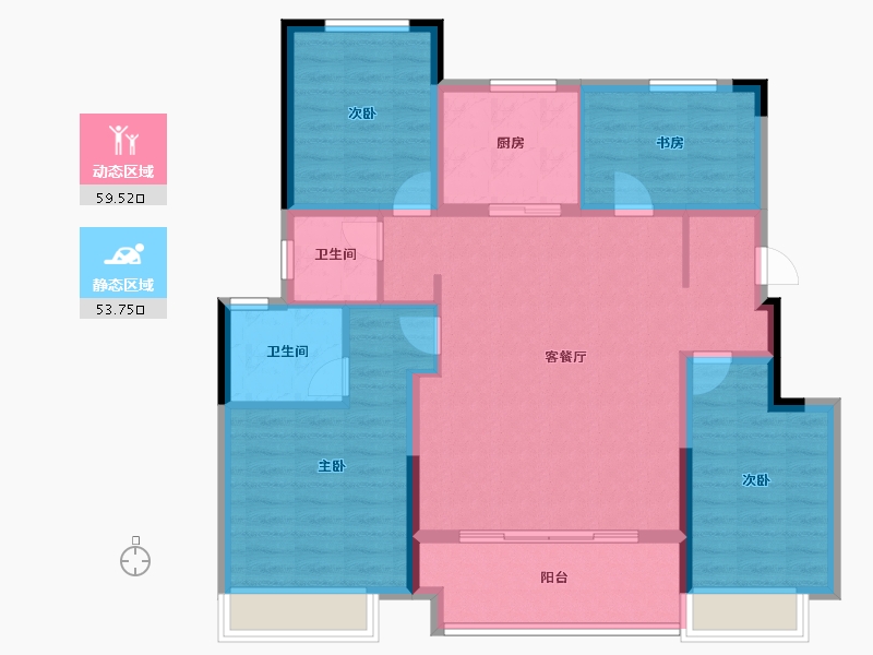 浙江省-嘉兴市-万科城市之光-101.60-户型库-动静分区