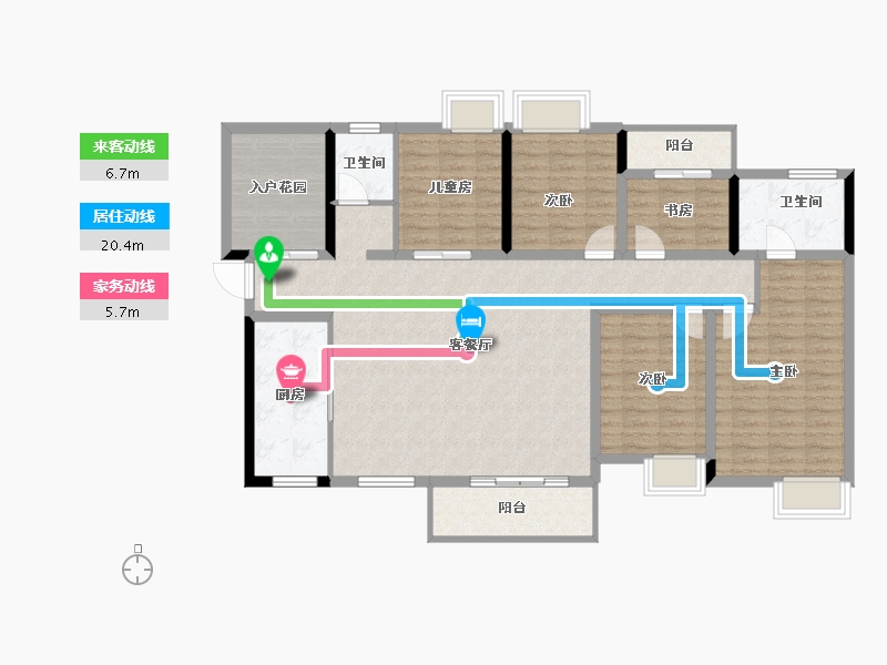 湖南省-长沙市-盛地东方芯府-131.62-户型库-动静线