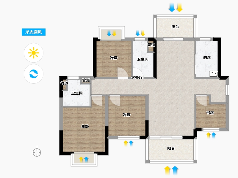 广西壮族自治区-南宁市-新城悦隽风华-85.20-户型库-采光通风