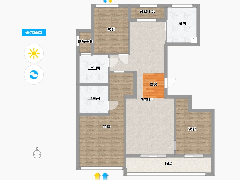 浙江省-舟山市-柳岸晓风花园-102.06-户型库-采光通风