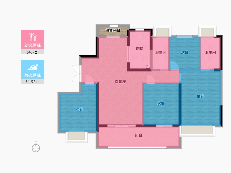 江苏省-常州市-美的・翰林府-108.22-户型库-动静分区