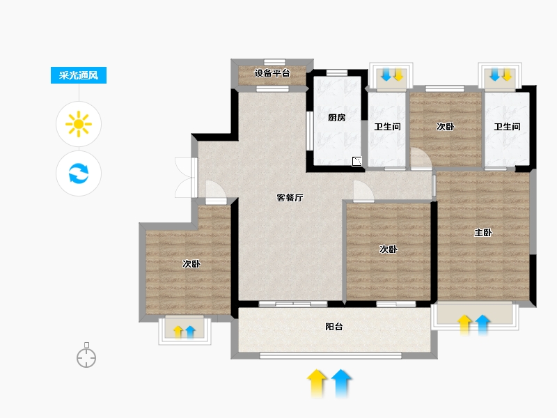 江苏省-常州市-美的・翰林府-108.22-户型库-采光通风