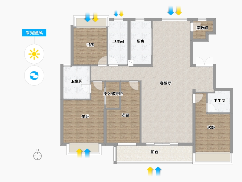 江苏省-徐州市-金茂府-142.07-户型库-采光通风