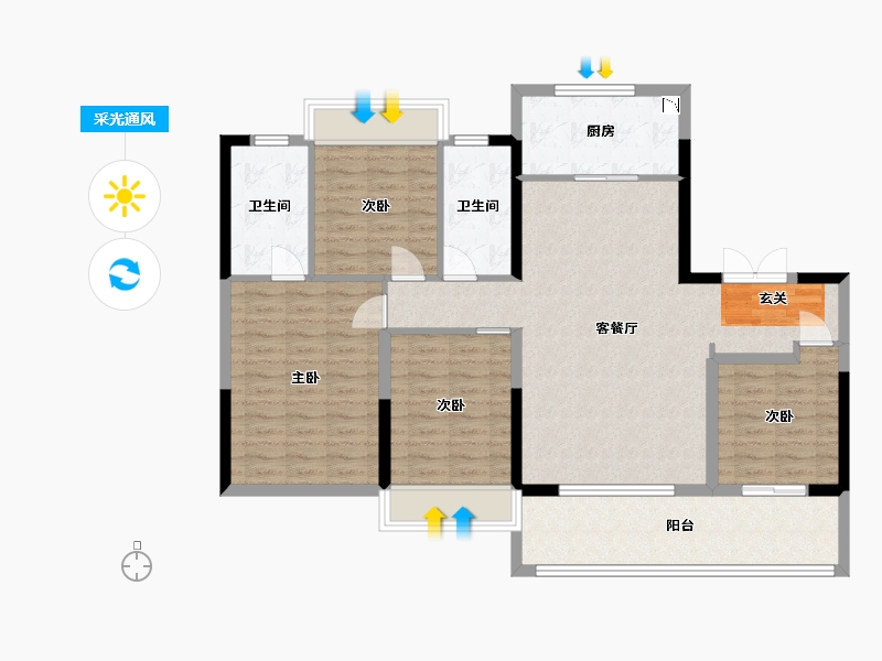 江苏省-常州市-绿地名墩道-114.40-户型库-采光通风