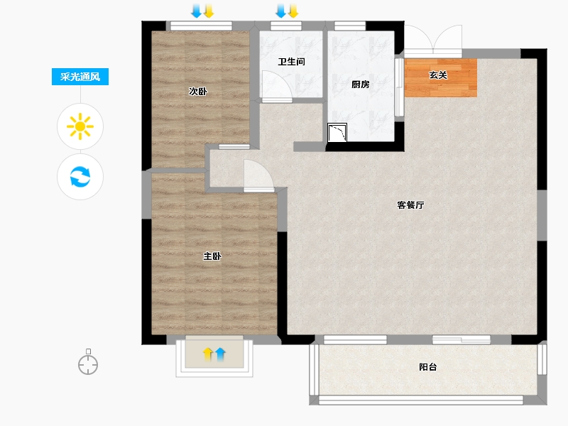 安徽省-蚌埠市-拓基鼎元悦府-82.39-户型库-采光通风