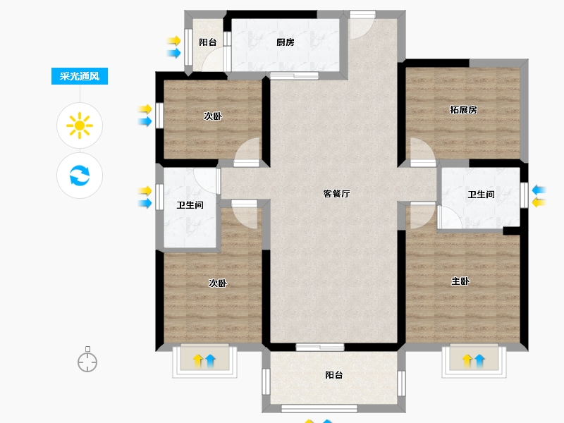 广西壮族自治区-防城港市-龙光阳光海岸-103.80-户型库-采光通风