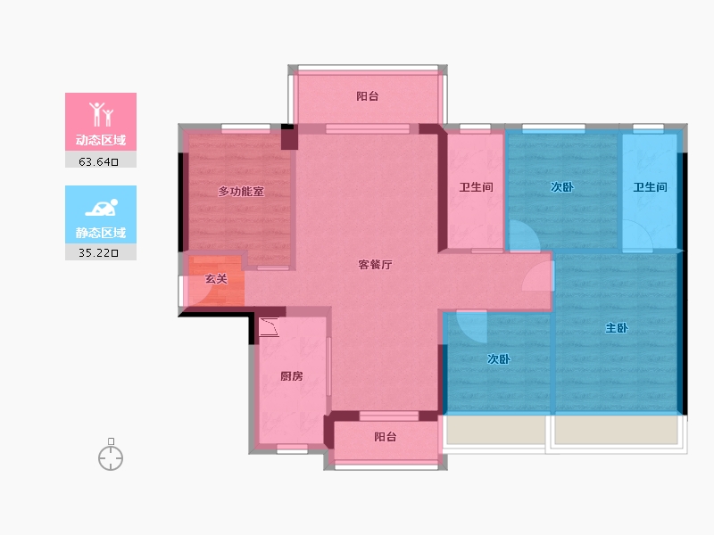 广东省-肇庆市-碧桂园・金月湾-88.15-户型库-动静分区