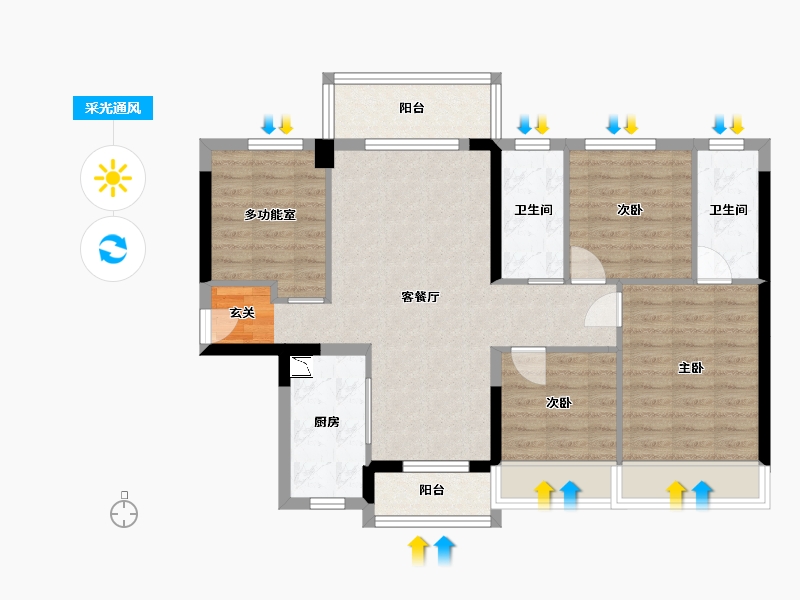 广东省-肇庆市-碧桂园・金月湾-88.15-户型库-采光通风