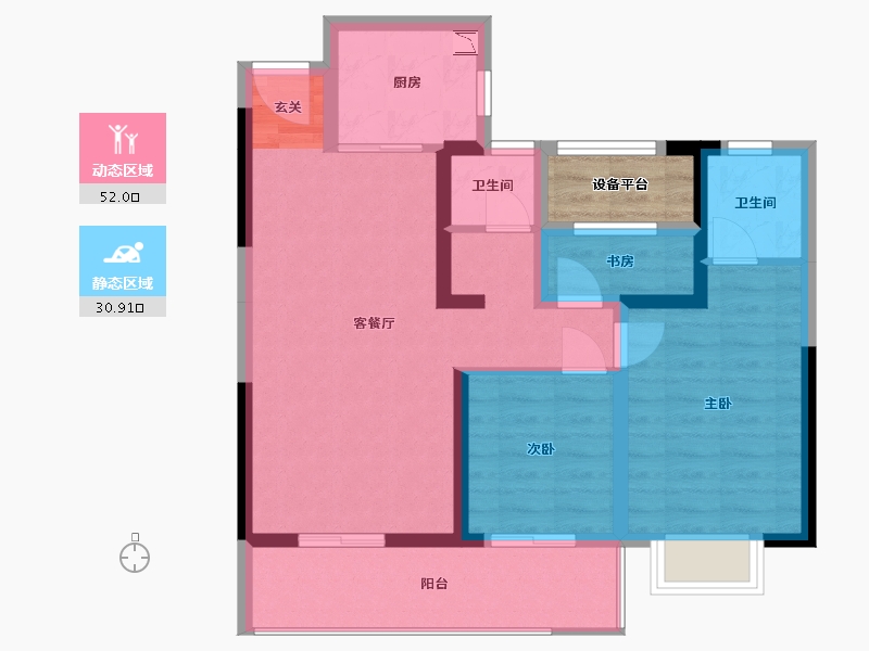 湖南省-长沙市-帝辰金缇水郡-76.26-户型库-动静分区