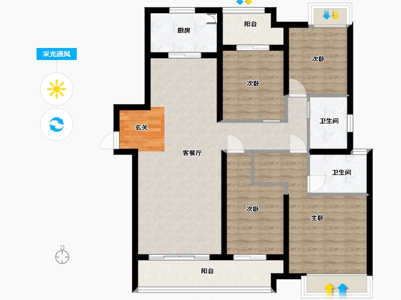 湖南省-长沙市-中交建发・松雅院-104.80-户型库-采光通风