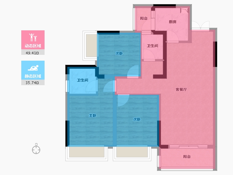 四川省-成都市-万景蓉元-74.97-户型库-动静分区