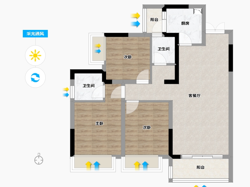 四川省-成都市-万景蓉元-74.97-户型库-采光通风