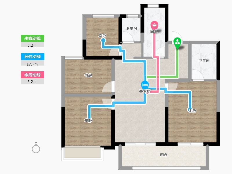 江苏省-盐城市-馥桂名居-92.57-户型库-动静线