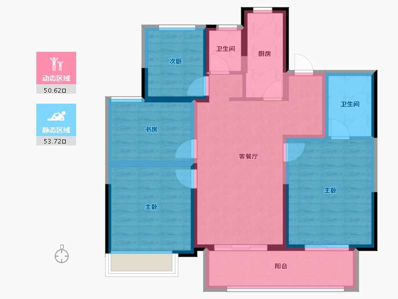 江苏省-盐城市-馥桂名居-92.57-户型库-动静分区