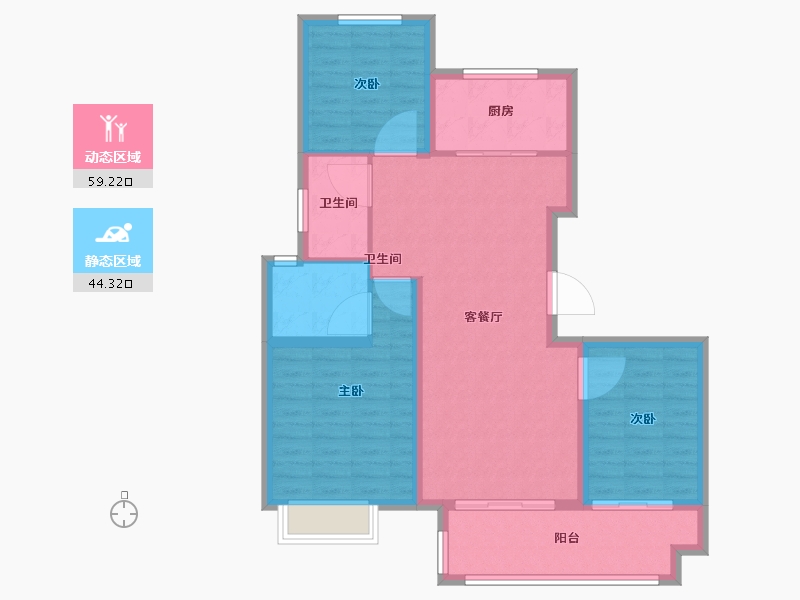 山东省-潍坊市-中梁颐和雅筑-93.51-户型库-动静分区