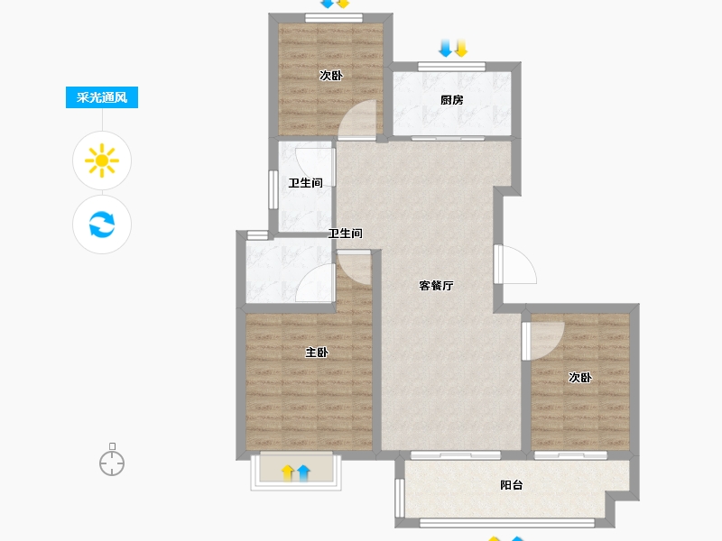 山东省-潍坊市-中梁颐和雅筑-93.51-户型库-采光通风