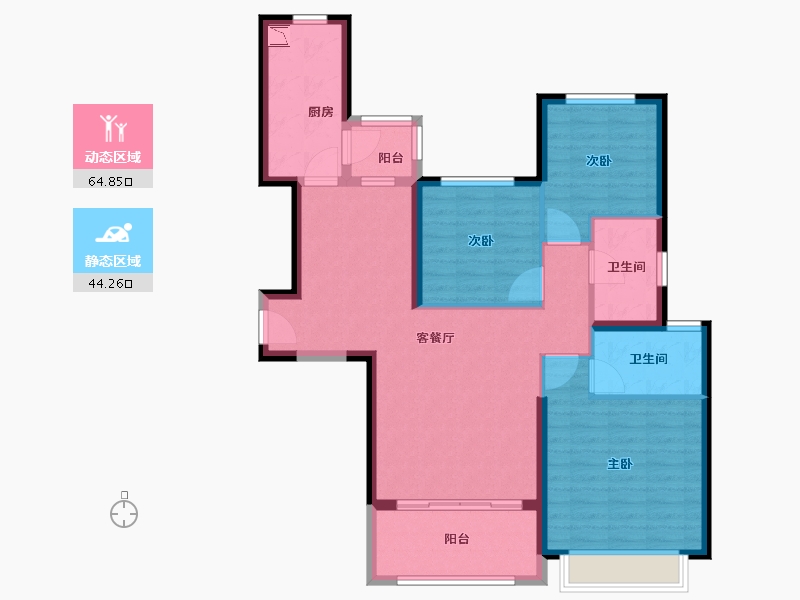 辽宁省-葫芦岛市-龙港恒大逸合城-97.60-户型库-动静分区