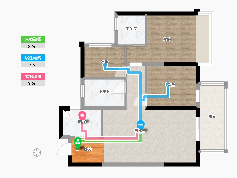 广西壮族自治区-南宁市-建发鼎华北大珑廷-68.72-户型库-动静线