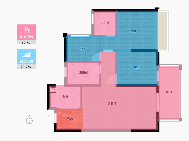 广西壮族自治区-南宁市-建发鼎华北大珑廷-68.72-户型库-动静分区