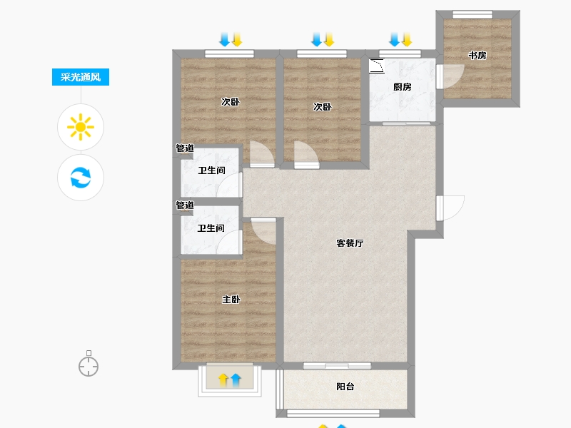 山西省-长治市-金城名邸-80.25-户型库-采光通风