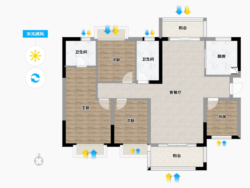 广东省-揭阳市-保利锦城-106.59-户型库-采光通风