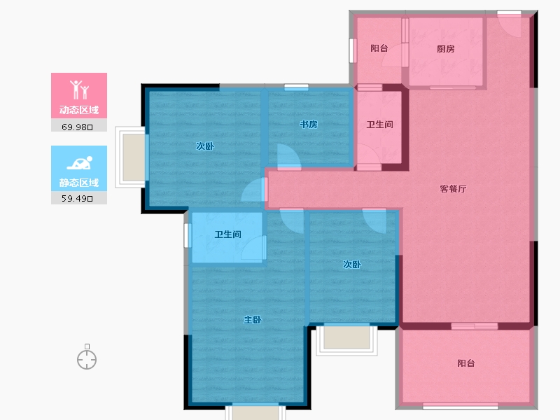 广东省-清远市-东方明珠・阳光橙-116.32-户型库-动静分区