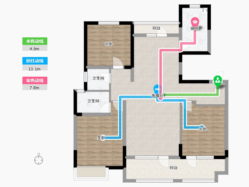 山东省-菏泽市-华地翡翠公园-110.77-户型库-动静线