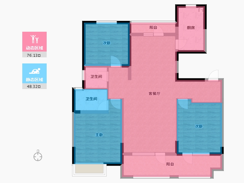 山东省-菏泽市-华地翡翠公园-110.77-户型库-动静分区