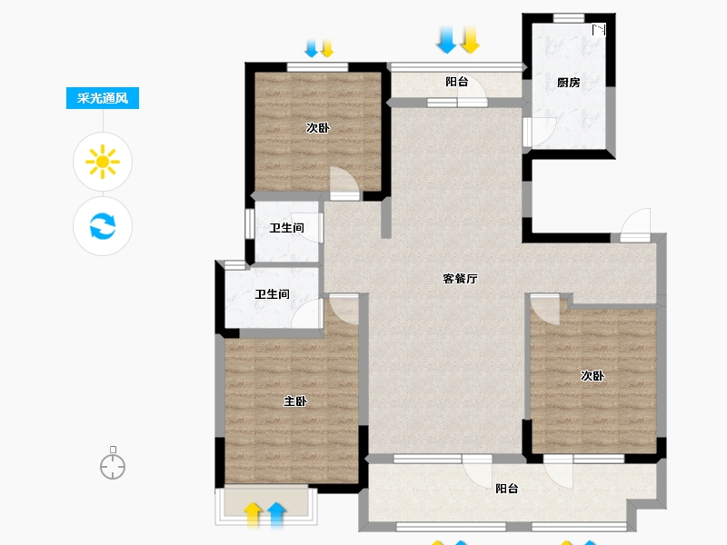 山东省-菏泽市-华地翡翠公园-110.77-户型库-采光通风