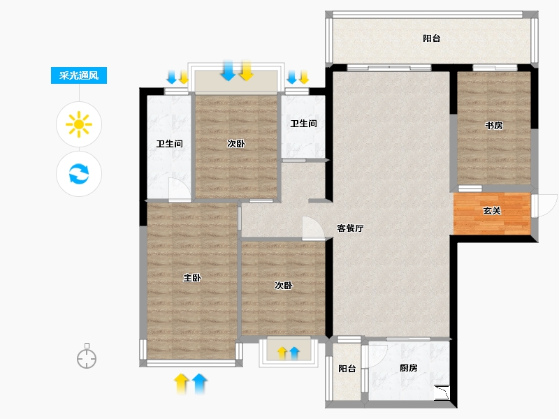 广西壮族自治区-南宁市-天健城天境-118.89-户型库-采光通风