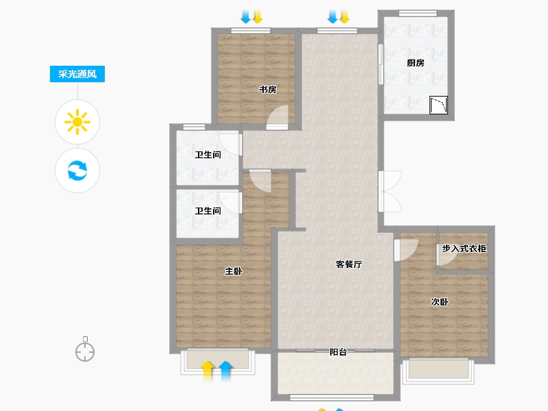 山东省-青岛市-海尔地产珺玺-132.00-户型库-采光通风