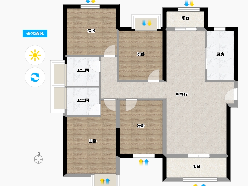 福建省-厦门市-莱昂公馆-100.00-户型库-采光通风