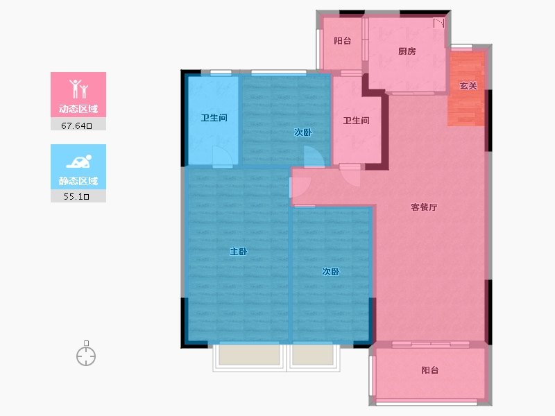 江苏省-南通市-南通恒大林溪郡-111.38-户型库-动静分区