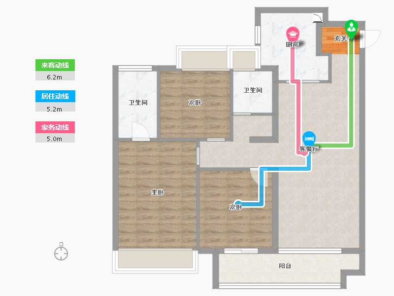 江苏省-南通市-万科・时代之光-89.60-户型库-动静线