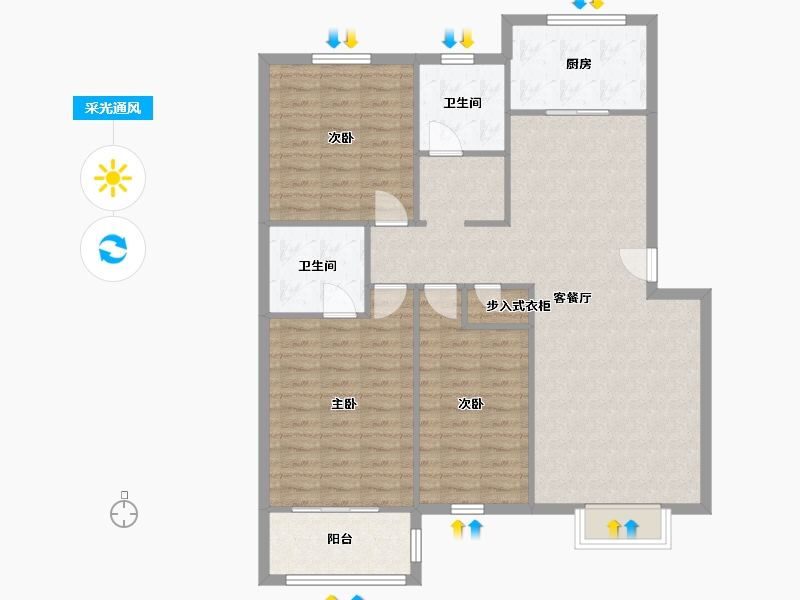 河南省-洛阳市-万熹翠城-106.41-户型库-采光通风