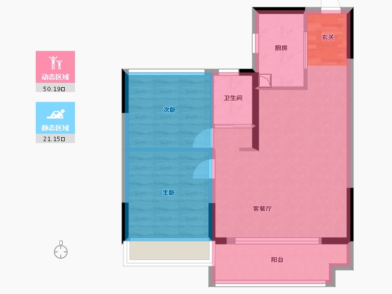 江苏省-南通市-碧桂园・桃李江山-64.00-户型库-动静分区