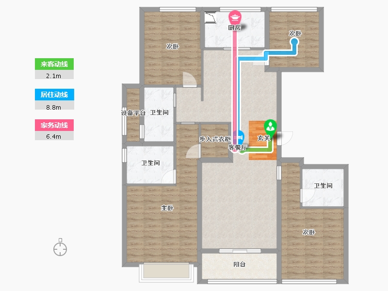 江苏省-南通市-滨江曙光之星-130.40-户型库-动静线