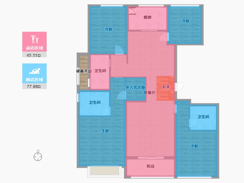 江苏省-南通市-滨江曙光之星-130.40-户型库-动静分区