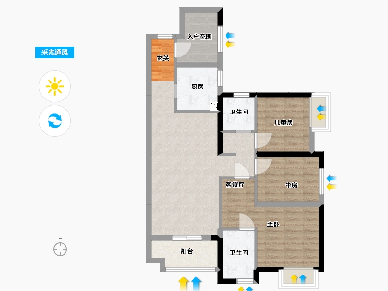 广东省-佛山市-建投绿地・璀璨天城-78.38-户型库-采光通风