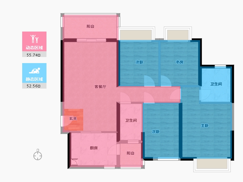 广东省-佛山市-顺德恒大江湾-96.71-户型库-动静分区