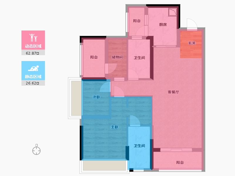 广东省-佛山市-金茂碧桂园正荣府-78.40-户型库-动静分区