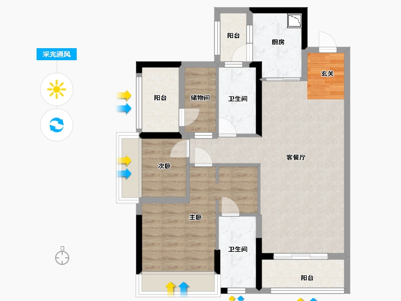 广东省-佛山市-金茂碧桂园正荣府-78.40-户型库-采光通风