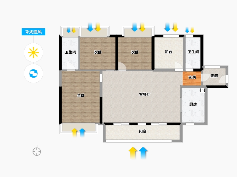 广东省-佛山市-新城�Z城-120.52-户型库-采光通风