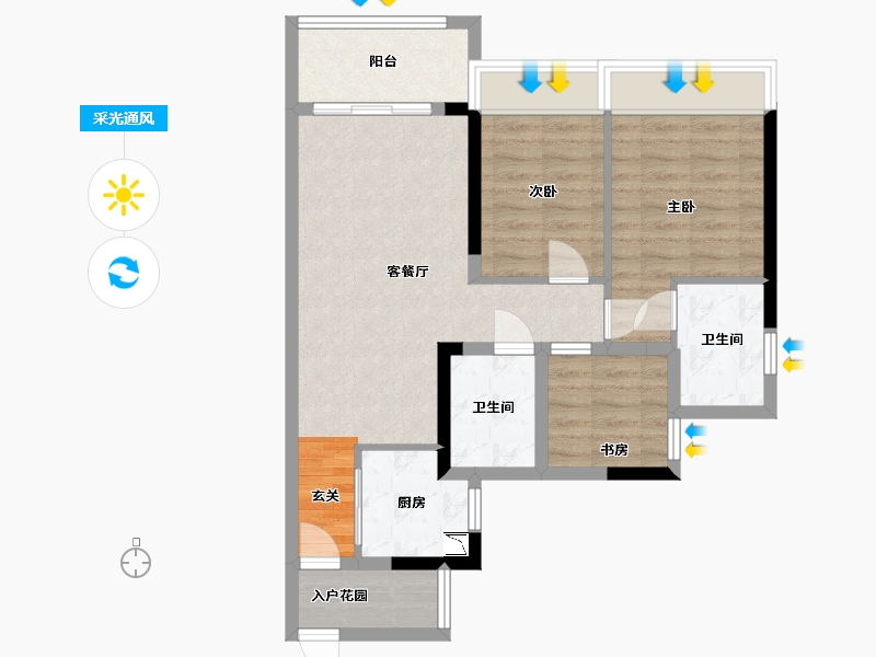 广东省-佛山市-东建世纪锦园-71.56-户型库-采光通风