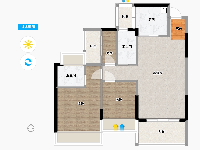 广东省-佛山市-谊泰豪苑-71.20-户型库-采光通风