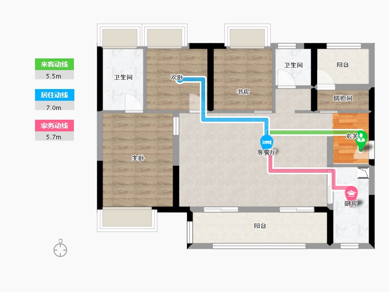 广东省-佛山市-龙悦江山-85.67-户型库-动静线