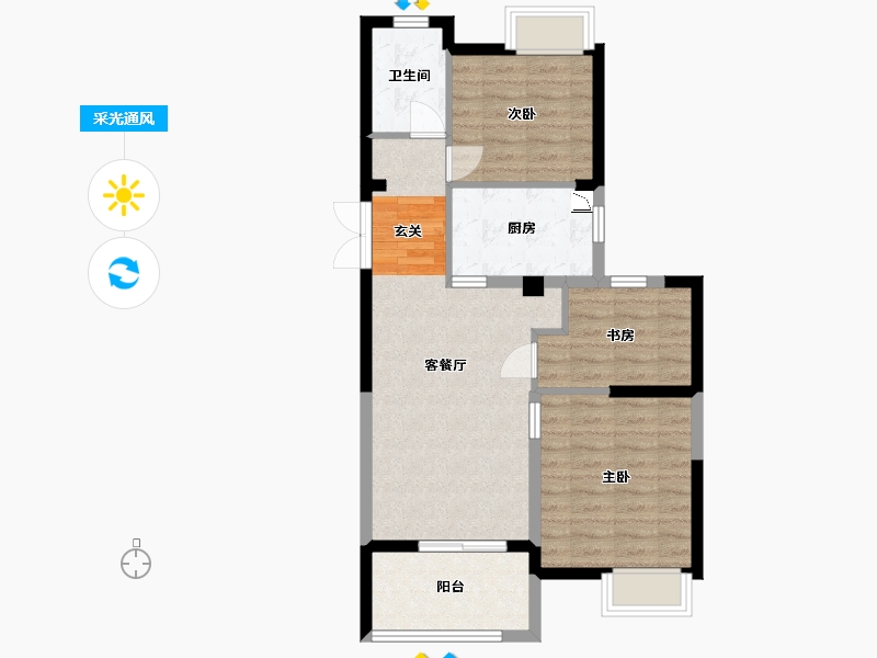 上海-上海市-佳源梦想广场四期-70.39-户型库-采光通风