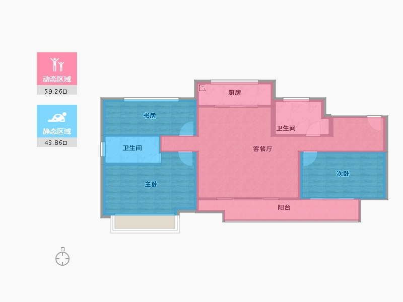 北京-北京市-融创・时代壹号-93.38-户型库-动静分区